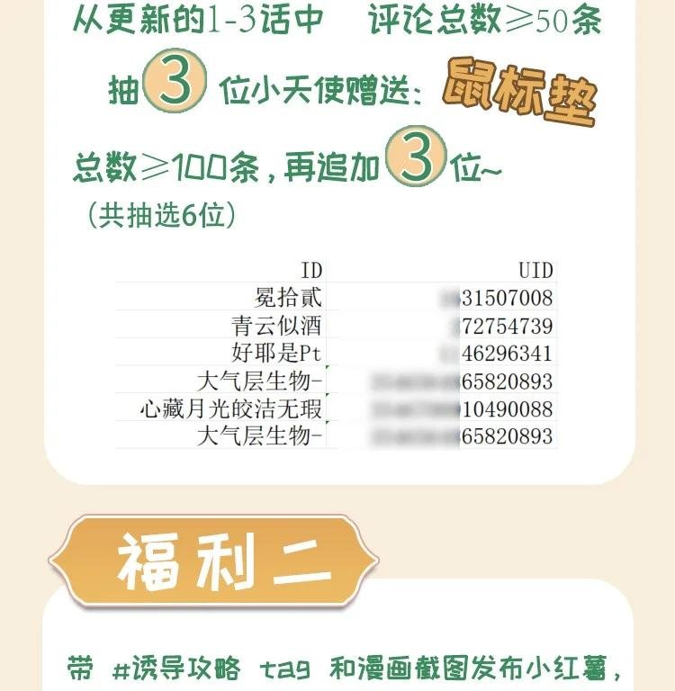 1 中奖公示